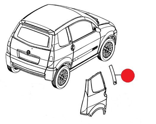 NAKŁADKA SŁUPEK PRAWY AIXAM CITY 08 BEZ LOGO ORYGI