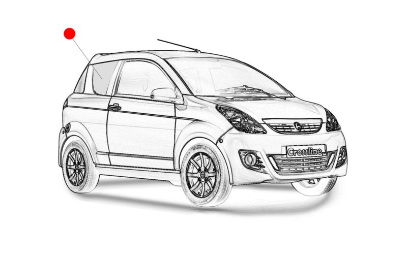 SZYBA PRAWA TYŁ AIXAM CROSSLINE 2010 CIEMNA