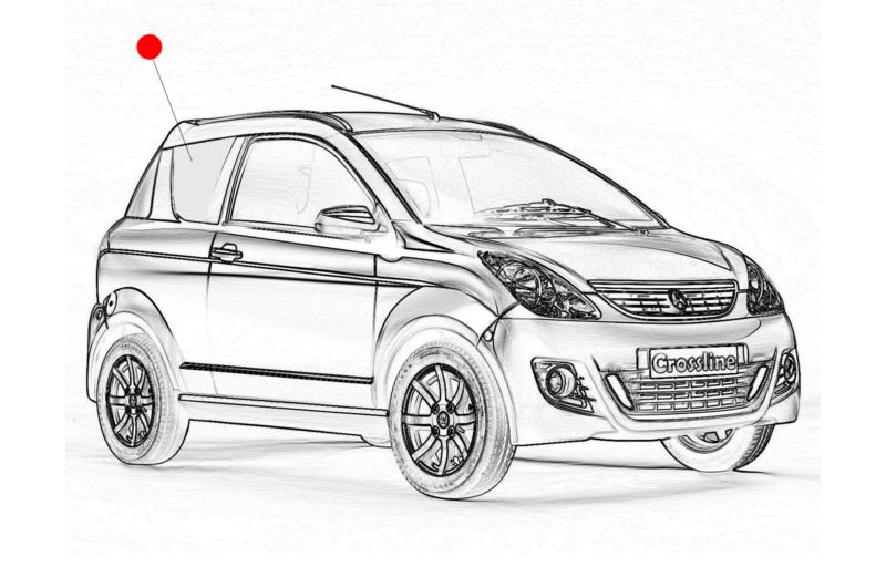 SZYBA PRAWA TYŁ AIXAM CROSSLINE 2010 JASNA