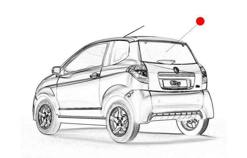 SZYBA TYŁ AIXAM CITY GTO 2010 PRZYCIEMNIANA